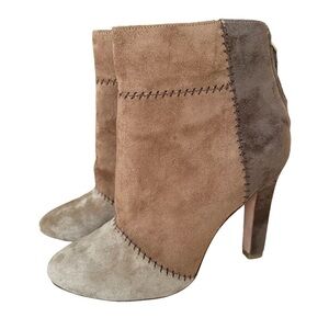 Joie EU 38 US 7 Briona Patchwork Bootie Chestnut Multi Brown Leather Suede Boots